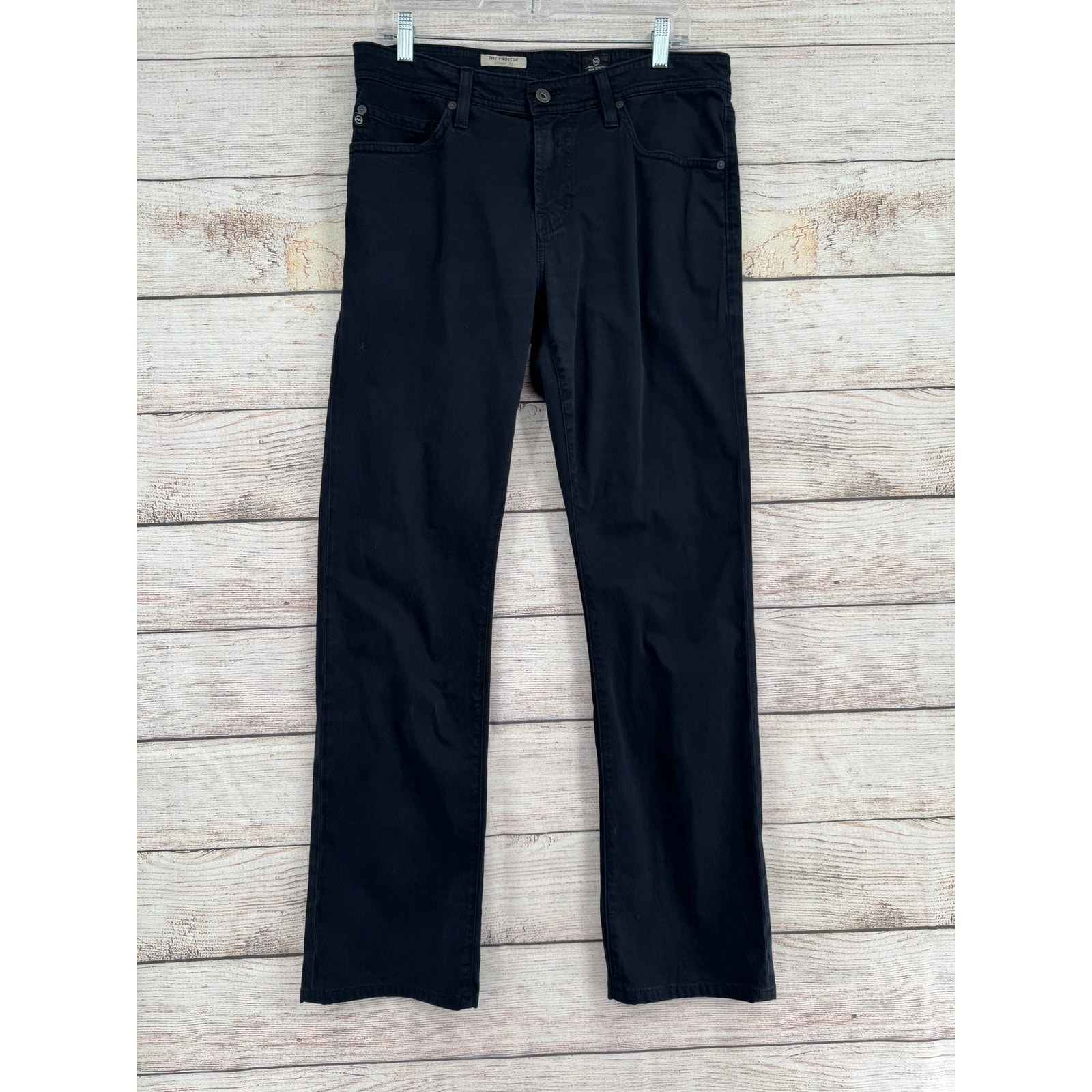 Ag Adriano Goldschmied Protege Straight Leg Jeans Mens 33x34 Black Stretch